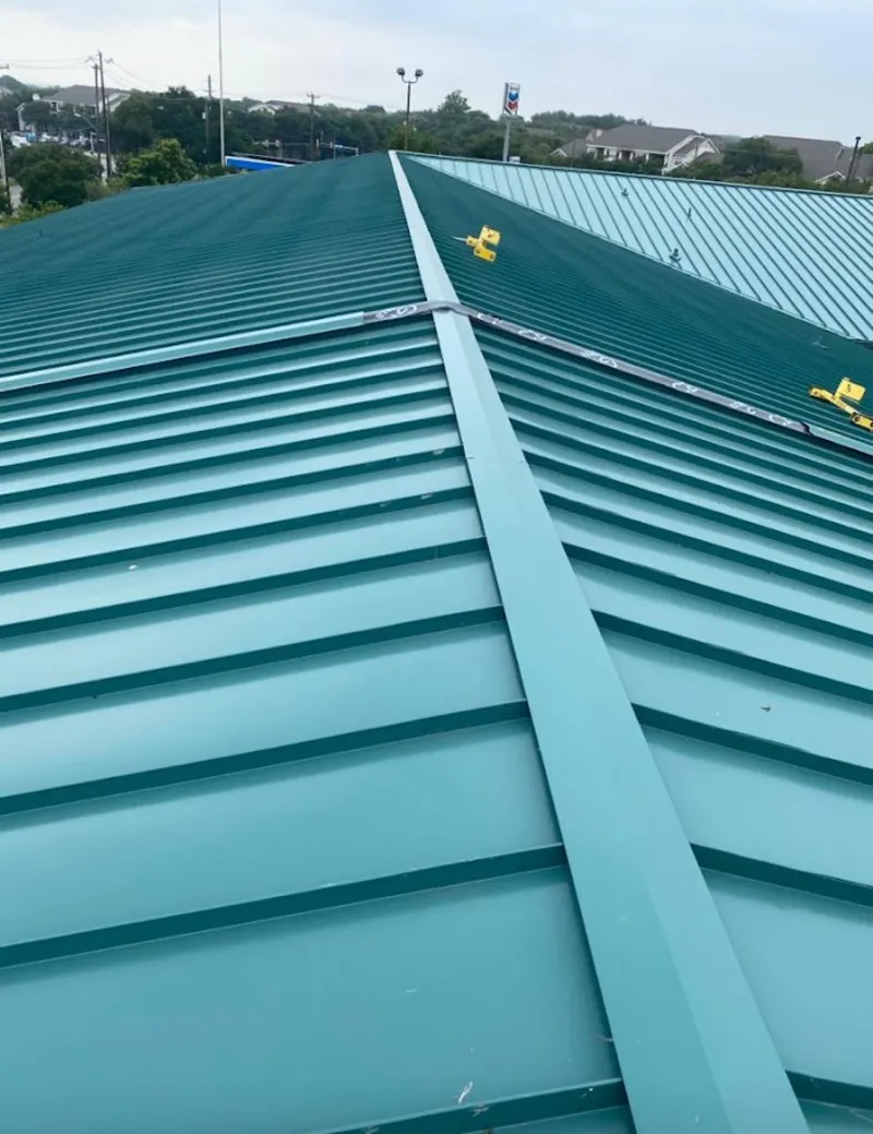 Green commercial metal roof ridge and valley for Metal Roof Repair in North Ogden